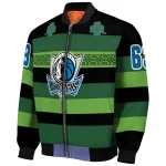 custom dallas mavericks clover green lines green black bomber jacket best selling