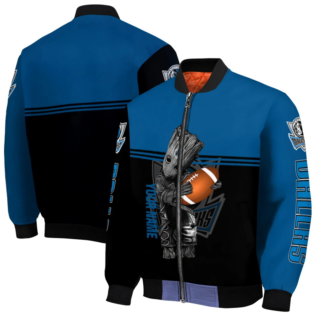 custom dallas mavericks groot football blue black bomber jacket best selling custom dallas mavericks groot football blue black bomber jacket best selling