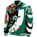 custom dallas stars and stripes slashes green varsity jacket best selling