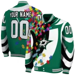 custom dallas stars and stripes slashes green varsity jacket best selling