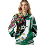 custom dallas stars and stripes slashes green varsity jacket best selling