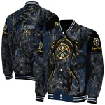 custom denver nuggets antlers motif blue black varsity jacket best selling