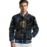 custom denver nuggets antlers motif blue black varsity jacket best selling