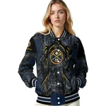 custom denver nuggets antlers motif blue black varsity jacket best selling
