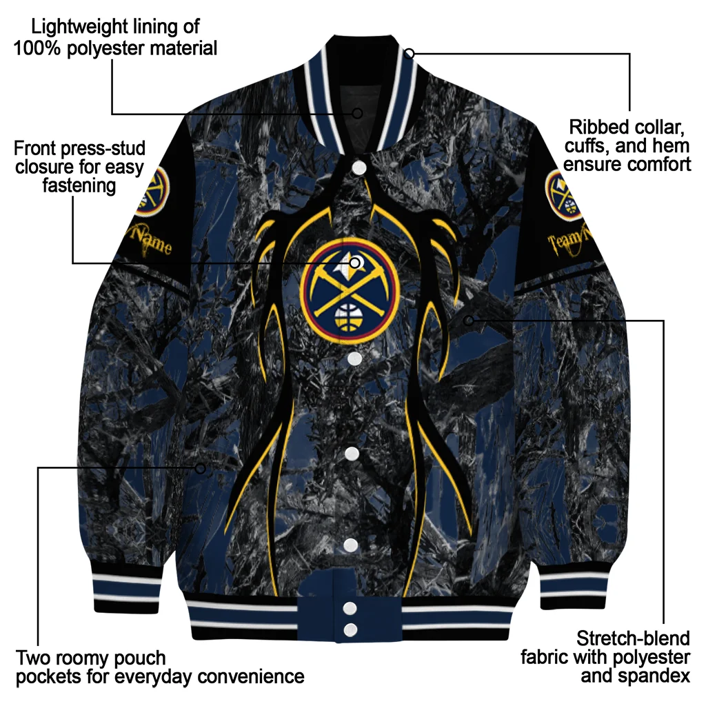 custom denver nuggets antlers motif blue black varsity jacket new arrival custom denver nuggets antlers motif blue black varsity jacket new arrival