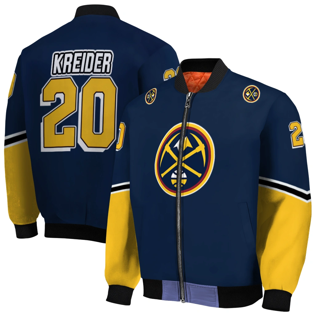 custom denver nuggets chevron style blue bomber jacket best selling custom denver nuggets chevron style blue bomber jacket best selling