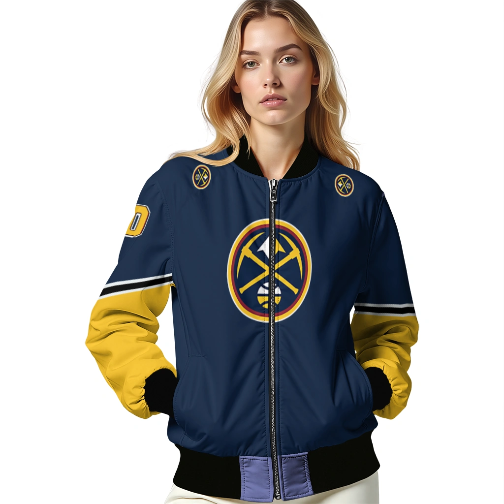 custom denver nuggets chevron style blue bomber jacket latest model custom denver nuggets chevron style blue bomber jacket latest model