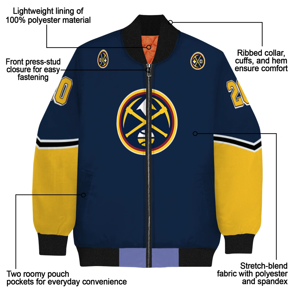 custom denver nuggets chevron style blue bomber jacket new arrival custom denver nuggets chevron style blue bomber jacket new arrival