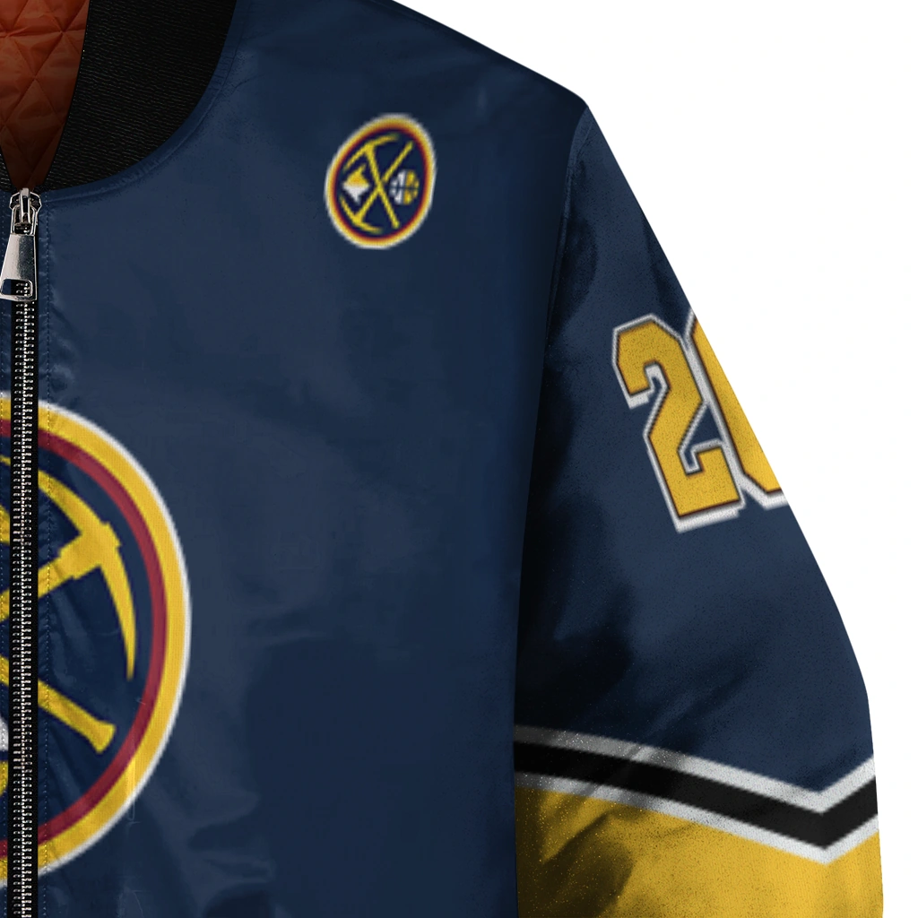 custom denver nuggets chevron style blue bomber jacket premium grade custom denver nuggets chevron style blue bomber jacket premium grade