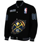 custom denver nuggets claw edge black varsity jacket best selling