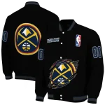 custom denver nuggets claw edge black varsity jacket best selling