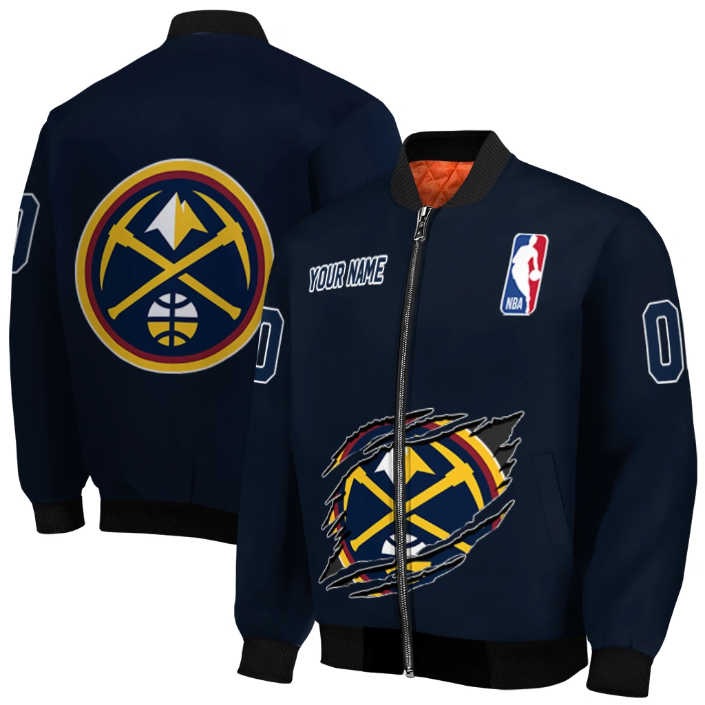 custom denver nuggets claw slash blue bomber jacket best selling custom denver nuggets claw slash blue bomber jacket best selling