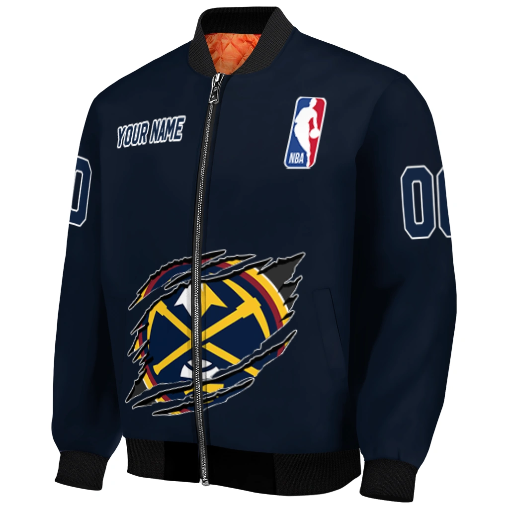 custom denver nuggets claw slash blue bomber jacket fashion forward custom denver nuggets claw slash blue bomber jacket fashion forward