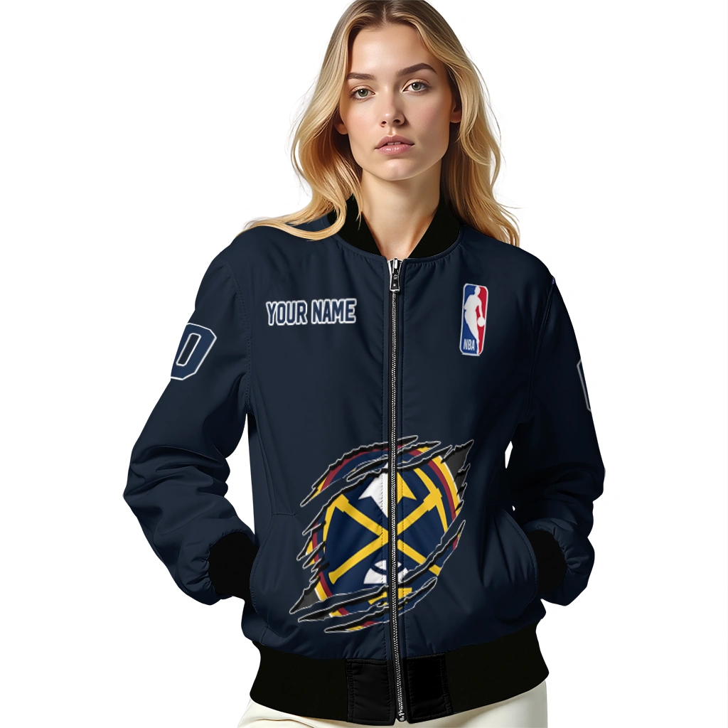 custom denver nuggets claw slash blue bomber jacket latest model custom denver nuggets claw slash blue bomber jacket latest model
