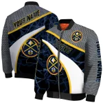 custom denver nuggets electric flash blue bomber jacket best selling