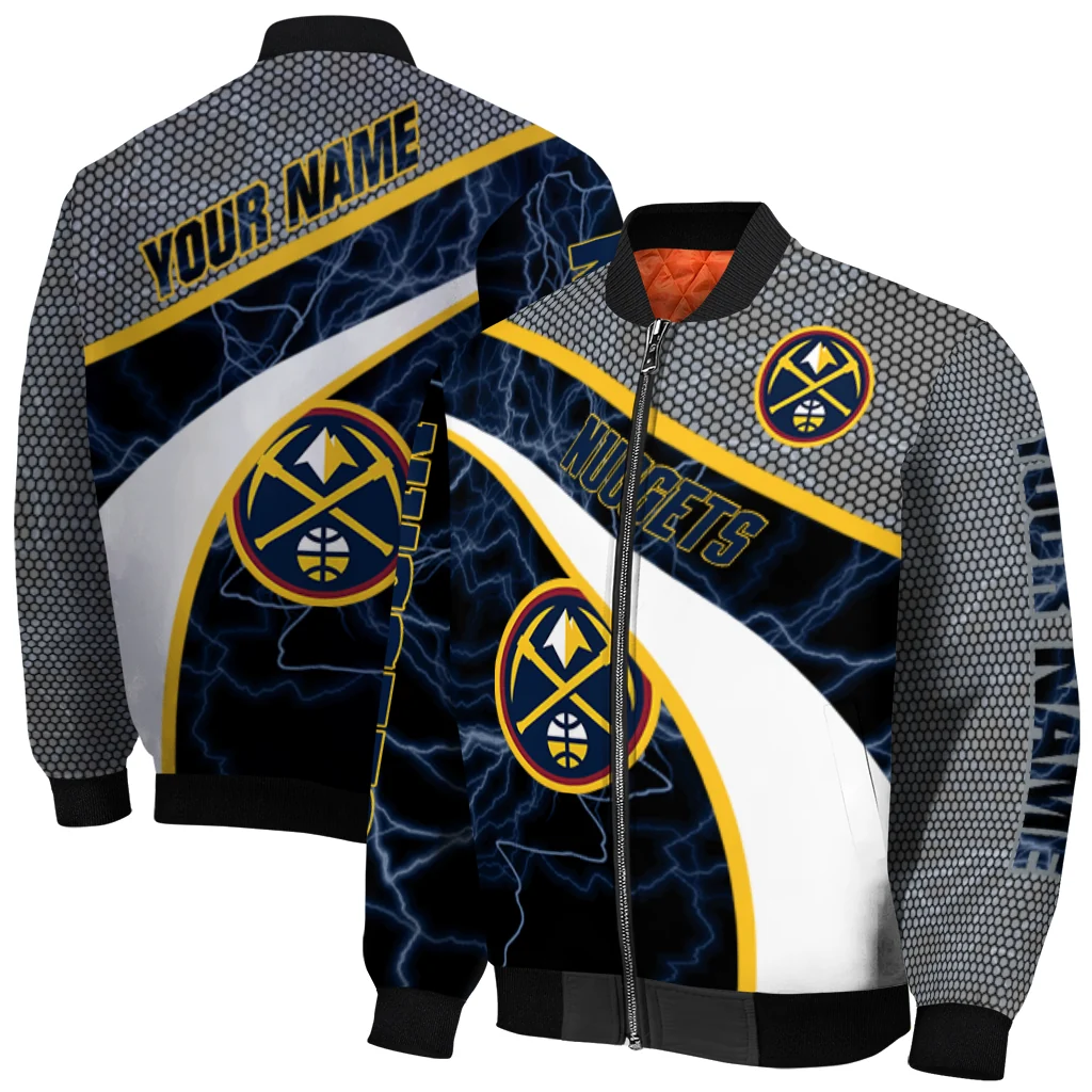 custom denver nuggets electric flash blue bomber jacket best selling custom denver nuggets electric flash blue bomber jacket best selling