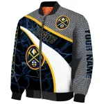 custom denver nuggets electric flash blue bomber jacket best selling