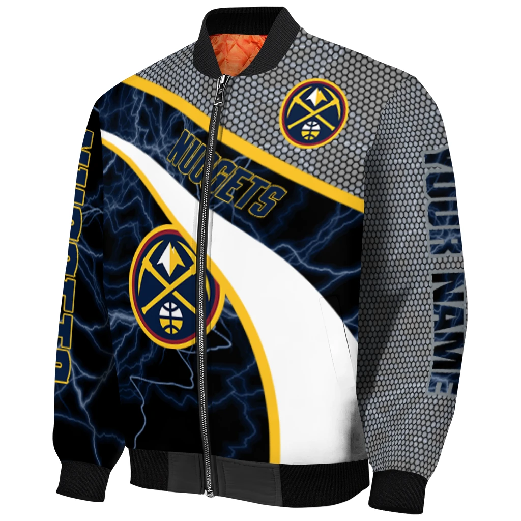 custom denver nuggets electric flash blue bomber jacket fashion forward custom denver nuggets electric flash blue bomber jacket fashion forward