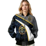 custom denver nuggets electric flash blue bomber jacket best selling