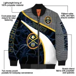 custom denver nuggets electric flash blue bomber jacket best selling