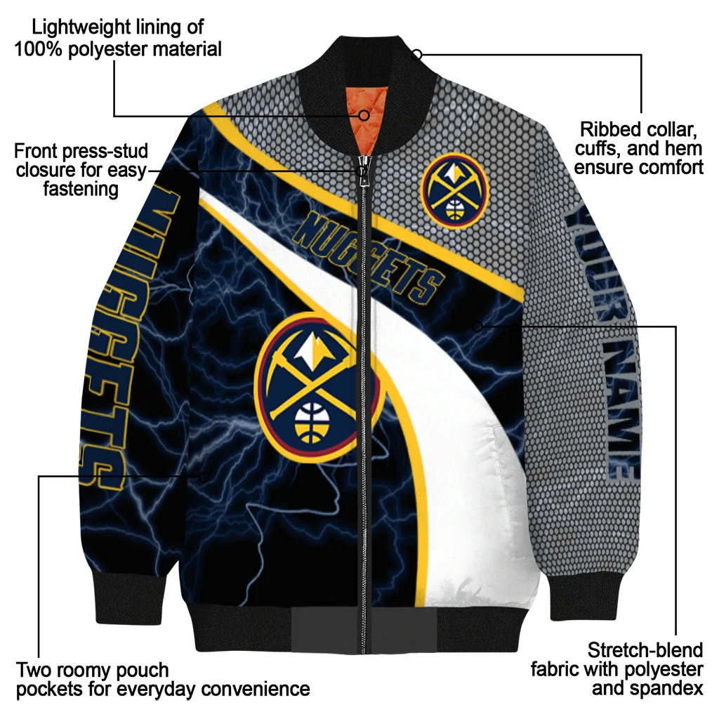 custom denver nuggets electric flash blue bomber jacket new arrival custom denver nuggets electric flash blue bomber jacket new arrival