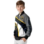 custom denver nuggets electric flash blue bomber jacket best selling