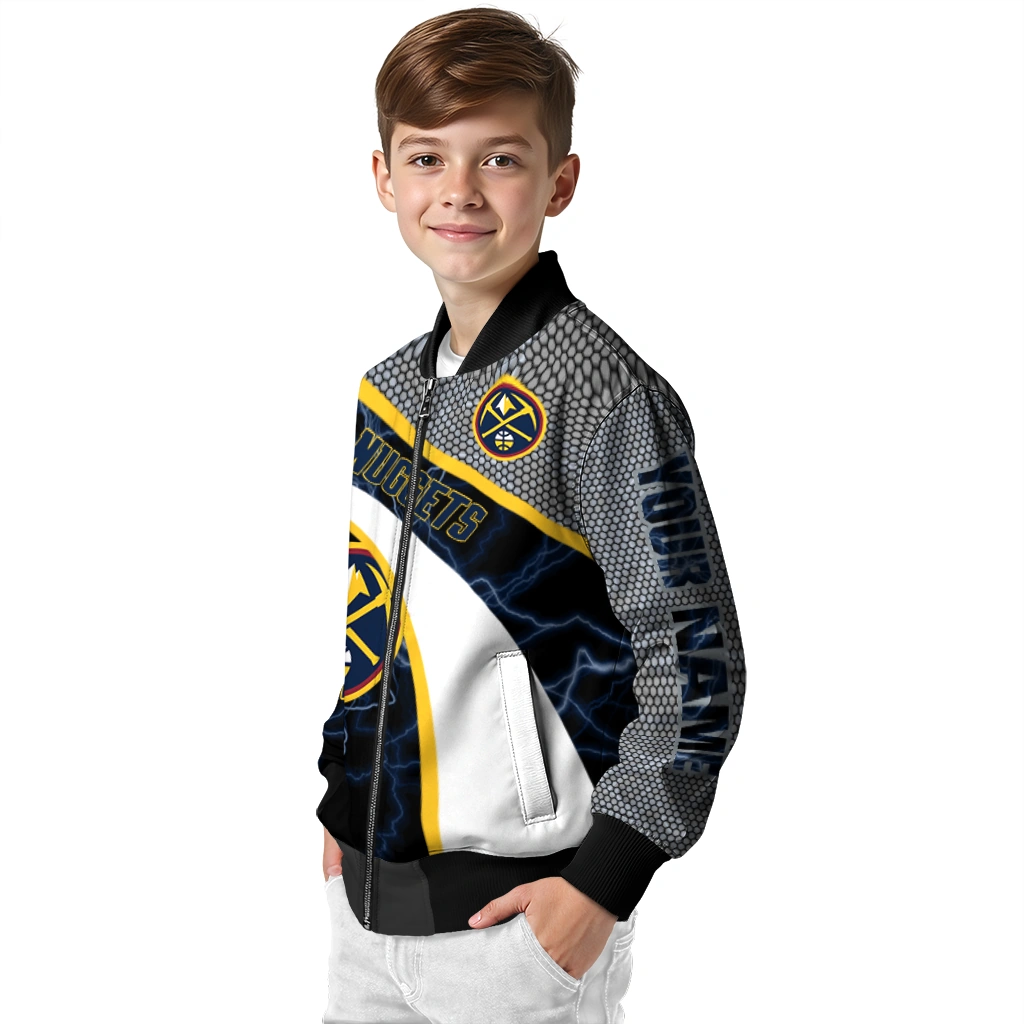 custom denver nuggets electric flash blue bomber jacket trendy custom denver nuggets electric flash blue bomber jacket trendy