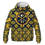 custom denver nuggets geometric blossom blue windbreaker jacket best selling