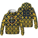 custom denver nuggets geometric blossom blue windbreaker jacket best selling