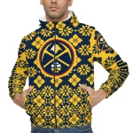 custom denver nuggets geometric blossom blue windbreaker jacket best selling