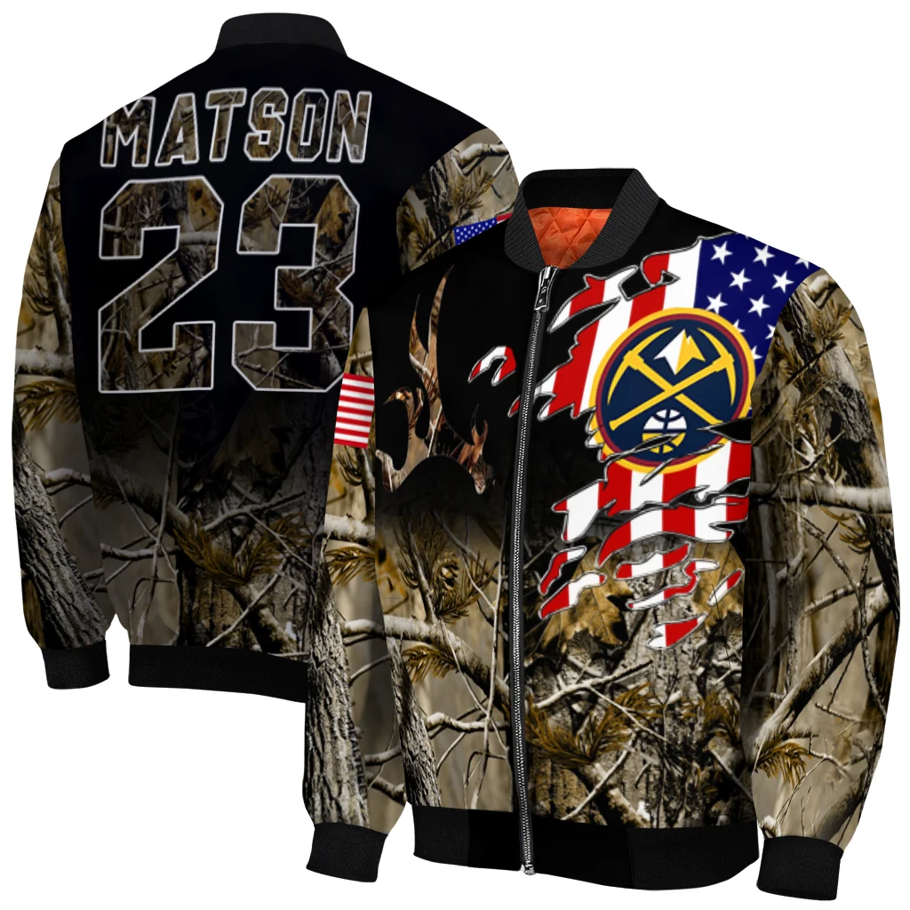 custom denver nuggets patriot deer camouflage bomber jacket best selling custom denver nuggets patriot deer camouflage bomber jacket best selling