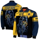 custom denver nuggets reaper hands blue black bomber jacket best selling