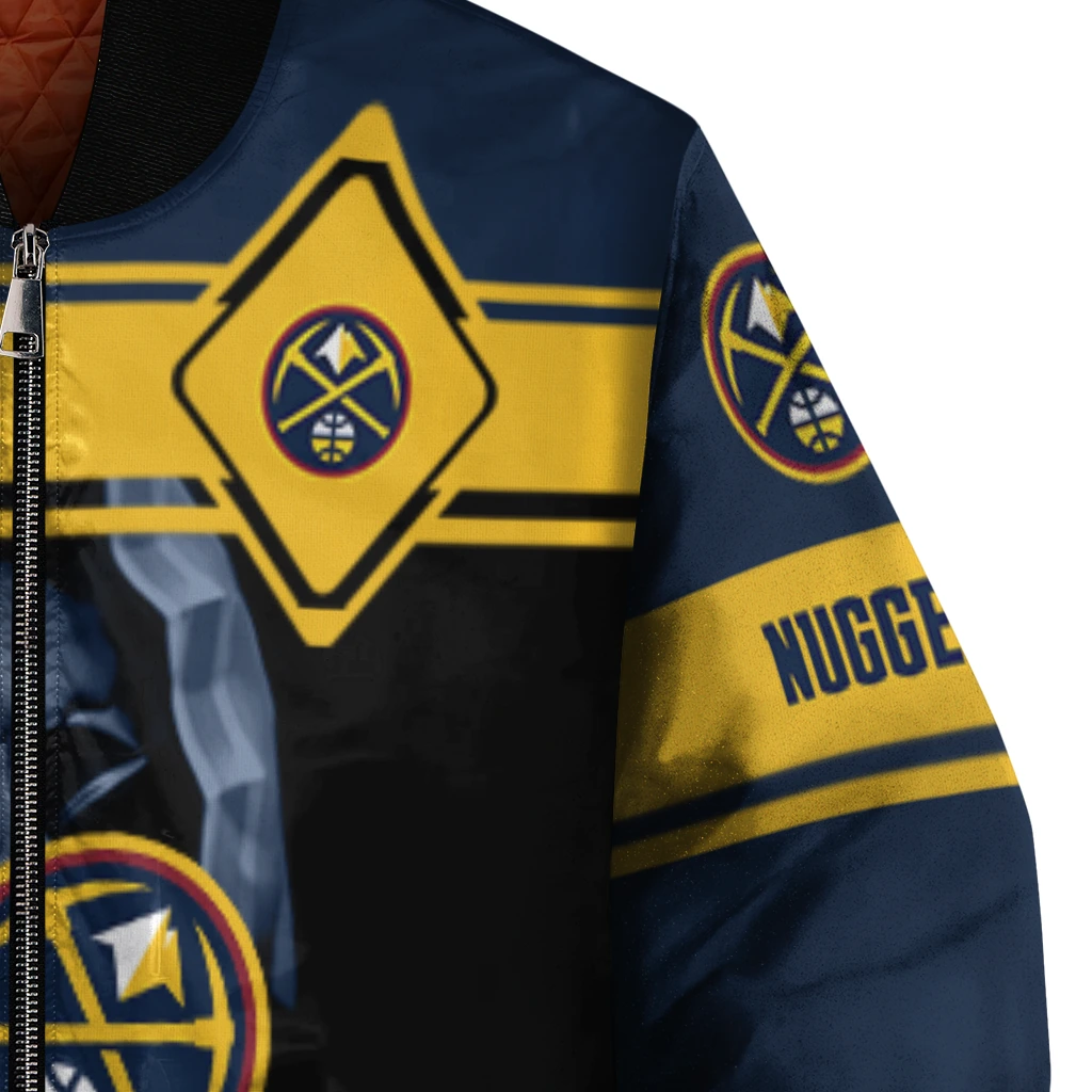 custom denver nuggets reaper hands blue black bomber jacket premium grade custom denver nuggets reaper hands blue black bomber jacket premium grade