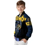 custom denver nuggets reaper hands blue black bomber jacket best selling
