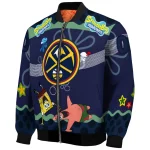 custom denver nuggets spongebob playtime blue bomber jacket best selling
