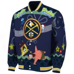custom denver nuggets spongebob playtime blue varsity jacket best selling