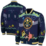 custom denver nuggets spongebob playtime blue varsity jacket best selling