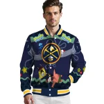 custom denver nuggets spongebob playtime blue varsity jacket best selling