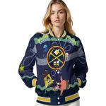 custom denver nuggets spongebob playtime blue varsity jacket best selling