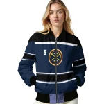 custom denver nuggets stripe statement blue black bomber jacket best selling