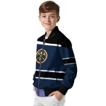 custom denver nuggets stripe statement blue black bomber jacket best selling