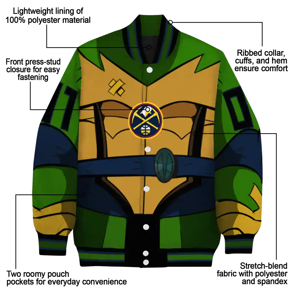 custom denver nuggets turtle armor varsity jacket new arrival custom denver nuggets turtle armor varsity jacket new arrival