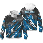 custom detroit lions claw mesh blue gray windbreaker jacket best selling
