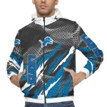 custom detroit lions claw mesh blue gray windbreaker jacket best selling