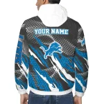custom detroit lions claw mesh blue gray windbreaker jacket best selling