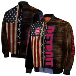custom detroit pistons flag wood brown bomber jacket best selling