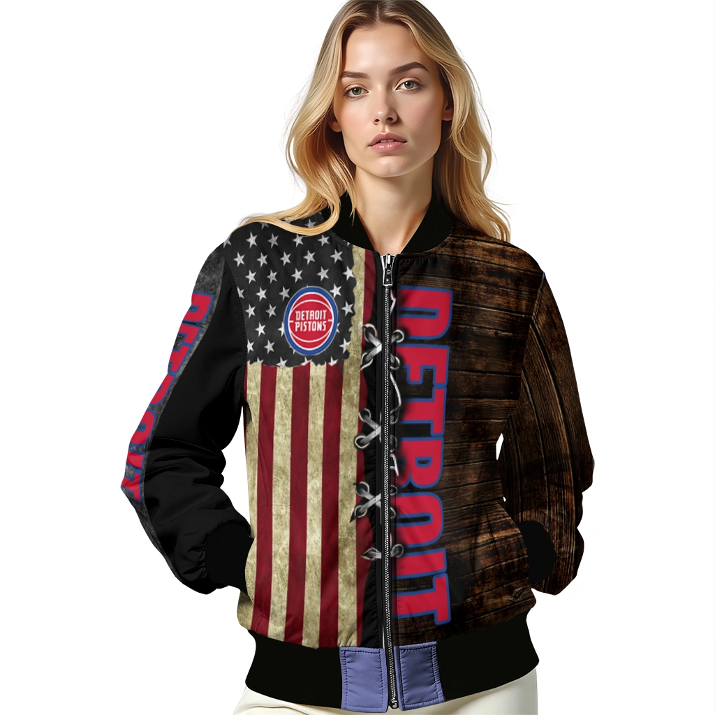 custom detroit pistons flag wood brown bomber jacket latest model custom detroit pistons flag wood brown bomber jacket latest model