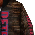 custom detroit pistons flag wood brown bomber jacket best selling