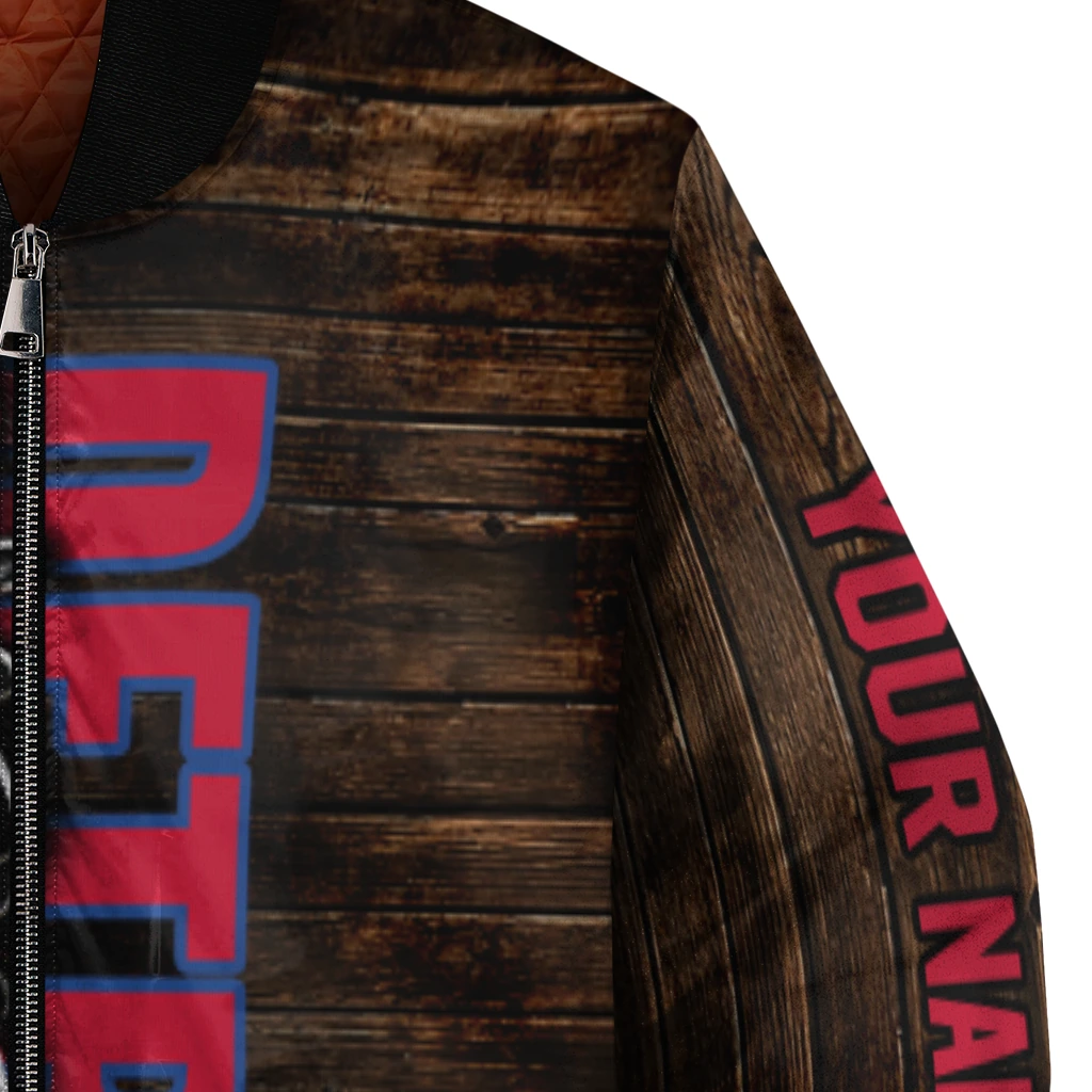 custom detroit pistons flag wood brown bomber jacket premium grade custom detroit pistons flag wood brown bomber jacket premium grade