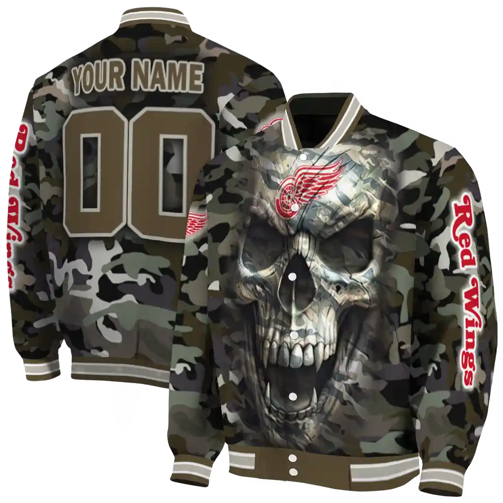 custom detroit red wings camouflage skull camouflage varsity jacket fashion forward custom detroit red wings camouflage skull camouflage varsity jacket fashion forward